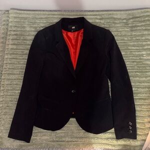 H&M Women's Black Blazer with Red Lining